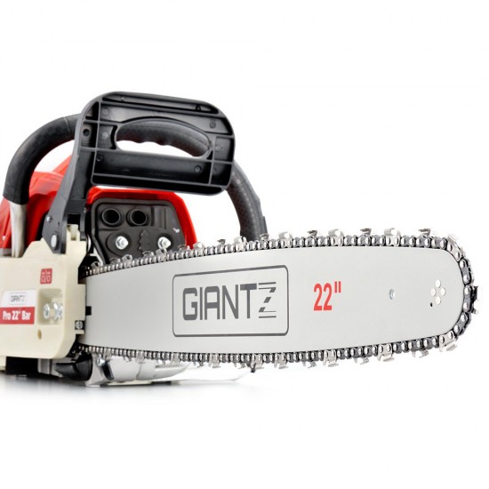 Giantz 62CC Commercial Petrol Chainsaw - Red & White Giantz 62CC Commercial Petrol Chainsaw - Red & White