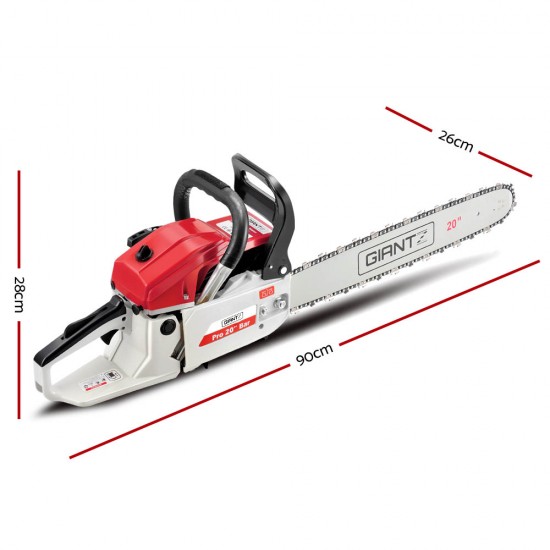 Giantz 58CC Commercial Petrol Chainsaw - Red & White Giantz 58CC Commercial Petrol Chainsaw - Red & White