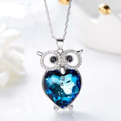 Made With Swarovski Necklace Pendant Silver Jewelry Owl Shape