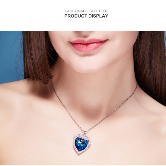 Necklace Made With Swarovski Crystal Pendant Silver Jewelry Heart