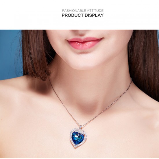 Necklace Made With Swarovski Crystal Pendant Silver Jewelry Heart Necklace Made With Swarovski Crystal Pendant Silver Jewelry Heart