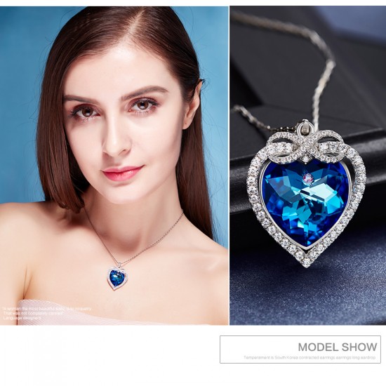 Necklace Made With Swarovski Crystal Pendant Silver Jewelry Heart Necklace Made With Swarovski Crystal Pendant Silver Jewelry Heart