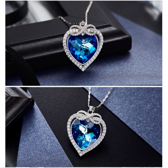 Necklace Made With Swarovski Crystal Pendant Silver Jewelry Heart Necklace Made With Swarovski Crystal Pendant Silver Jewelry Heart