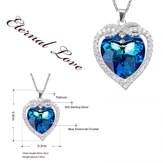 Necklace Made With Swarovski Crystal Pendant Silver Jewelry Heart Necklace Made With Swarovski Crystal Pendant Silver Jewelry Heart