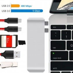 6 in1 USB-C Hub Dual Type-C Multiport Card Reader HDMI Adapter