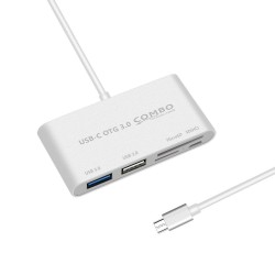 USB-C OTG Hub to USB 3.0 2.0+TF Card Reader Micro USB Power Charging Port