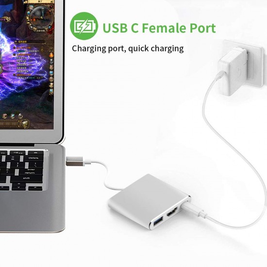 USB C to HDMI Adapter, Type C AV Converter 4K HDMI USB 3.0 Port USB-C Female