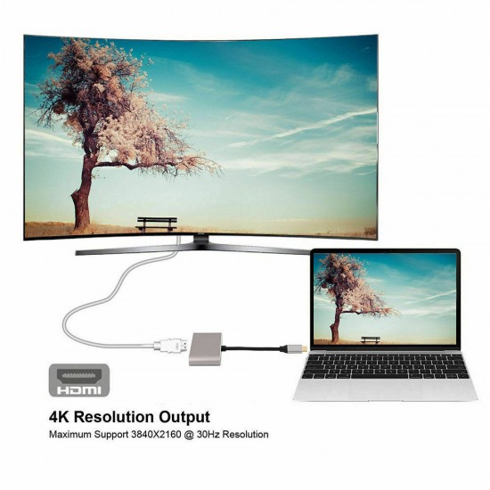 USB Type C to HDMI 4K VGA Adapter For Macbook Chromebook Pixel  XPS 13 iPad Pro