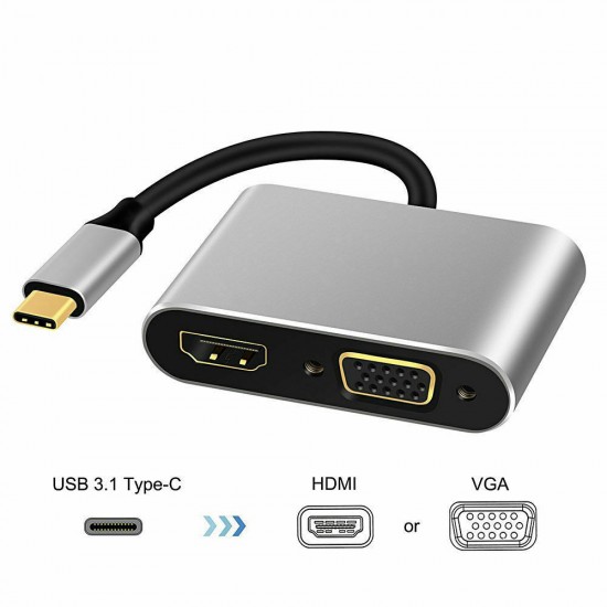 USB Type C to HDMI 4K VGA Adapter For Macbook Chromebook Pixel  XPS 13 iPad Pro