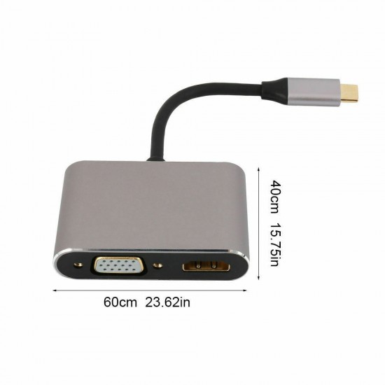USB Type C to HDMI 4K VGA Adapter For Macbook Chromebook Pixel  XPS 13 iPad Pro