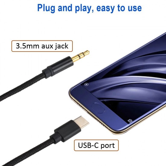 Type C USB 3.1 Male to 3.5mm Male Adapter Cable Braided to 3.5mm Male Aux Stereo Type C USB 3.1 Male to 3.5mm Male Adapter Cable Braided to 3.5mm Male Aux Stereo