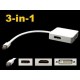 3in1 Mini Display Port Displayport To HDMI DVI Digi-Port Adapter Macbook Air Pro 3in1 Mini Display Port Displayport To HDMI DVI Digi-Port Adapter Macbook Air Pro