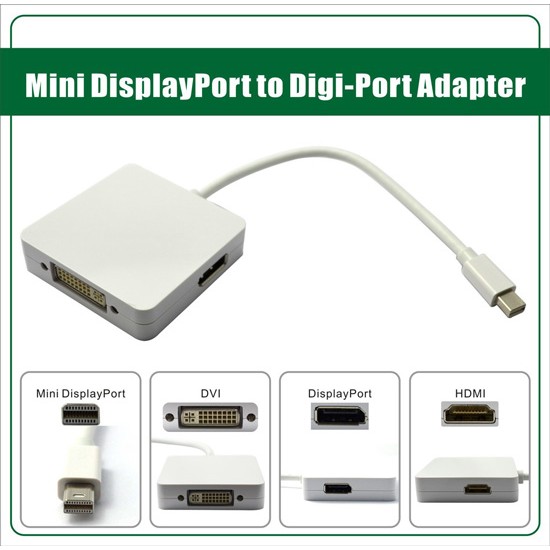 3in1 Mini Display Port Displayport To HDMI DVI Digi-Port Adapter Macbook Air Pro 3in1 Mini Display Port Displayport To HDMI DVI Digi-Port Adapter Macbook Air Pro