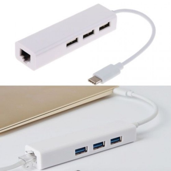 Type C USB 3.1 to HUB 3 Port RJ45 Gigabit Ethernet Adapter 3.0 USB-C PC MAC