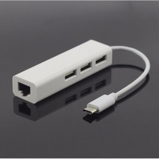 Type C USB 3.1 to HUB 3 Port RJ45 Gigabit Ethernet Adapter 3.0 USB-C PC MAC